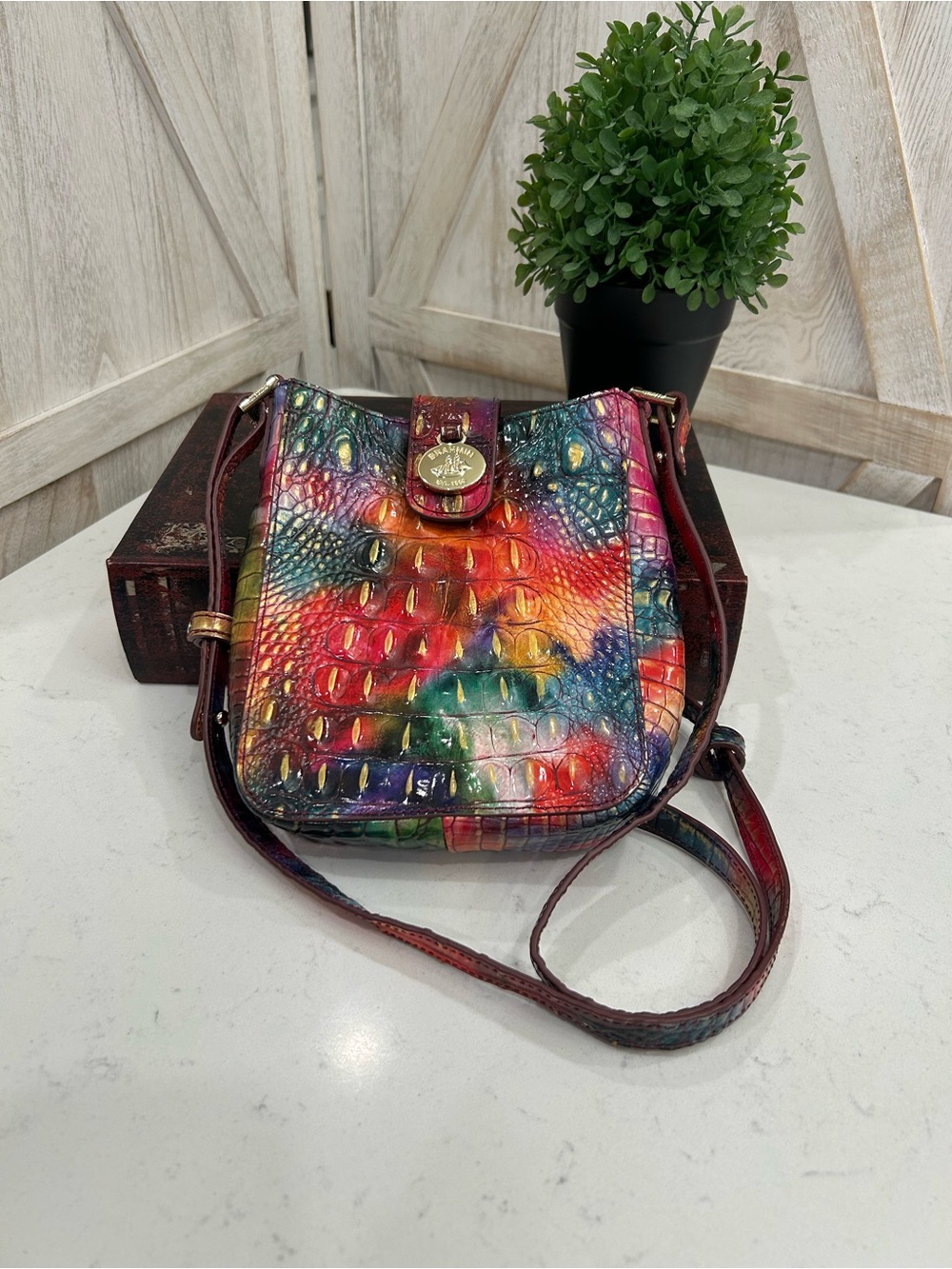 Brahmin Marley Multicolor Croc-Embossed Crossbody Bag